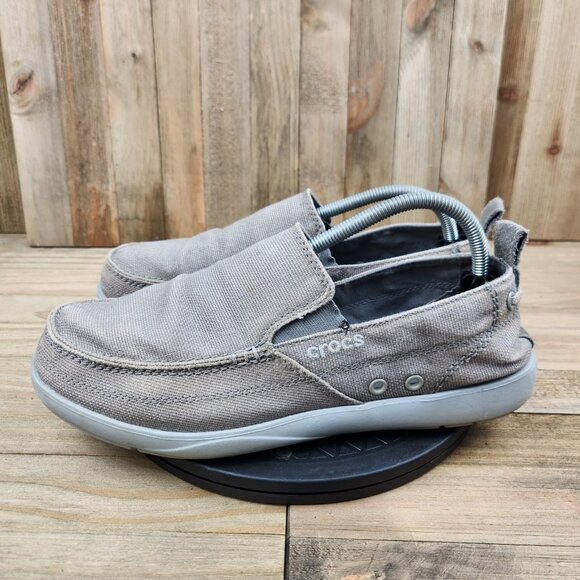 Mens Crocs Walu size 10 Canvas Casual Slip On Boat Loafers Shoes - Picture 1 of 9